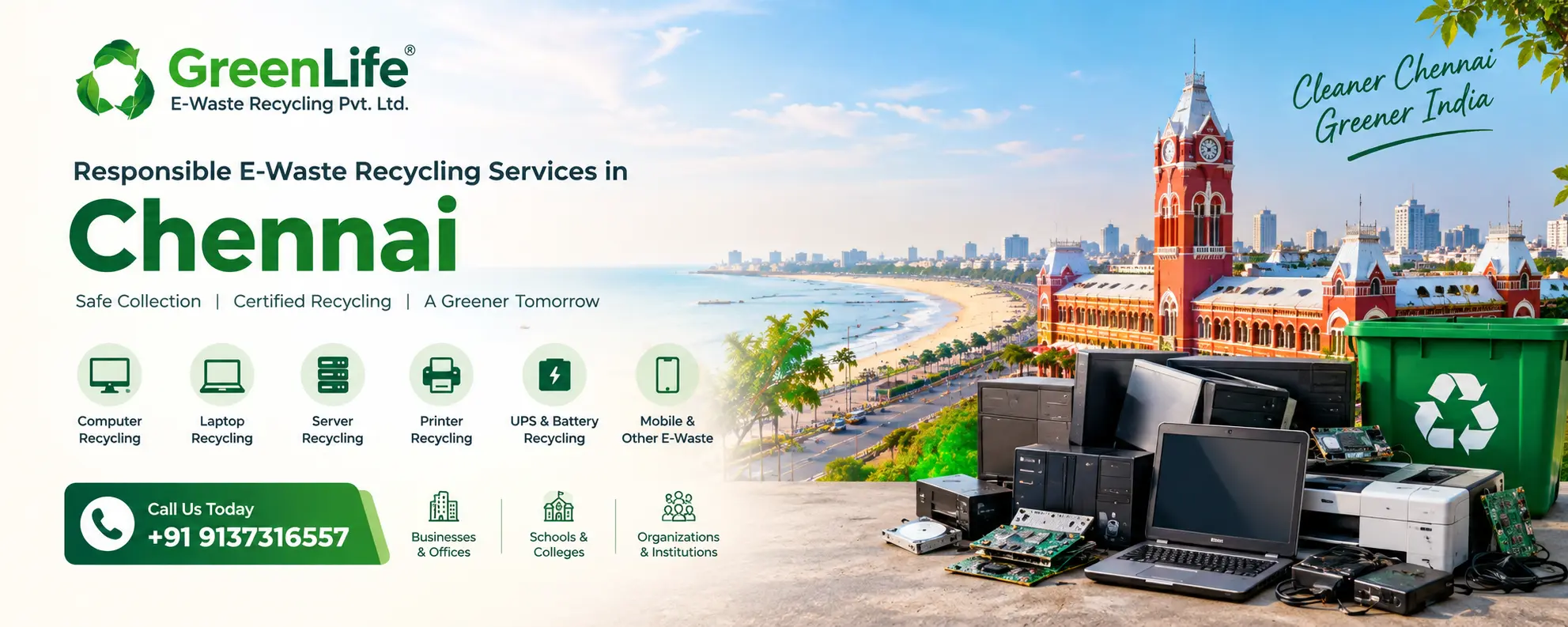 E-waste recycling services in Chennai by GreenLife E-Waste Recycling