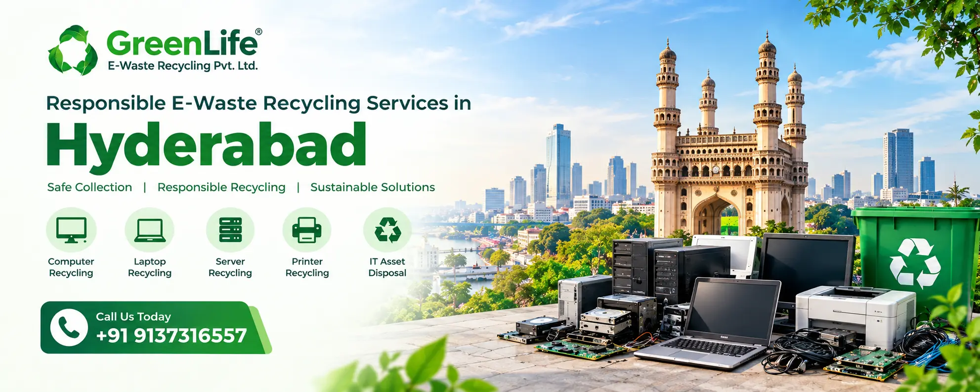 E-waste recycling services in Hyderabad by GreenLife E-Waste Recycling