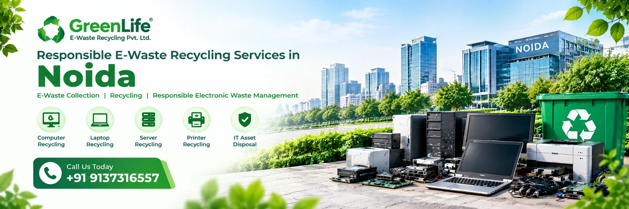 E-waste recycling services in Noida by GreenLife E-Waste Recycling