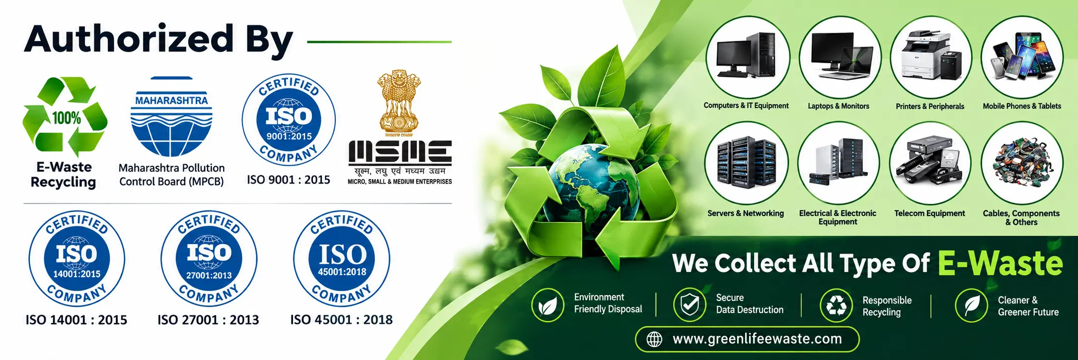 Authorized e-waste recycling company providing responsible electronic waste collection and recycling