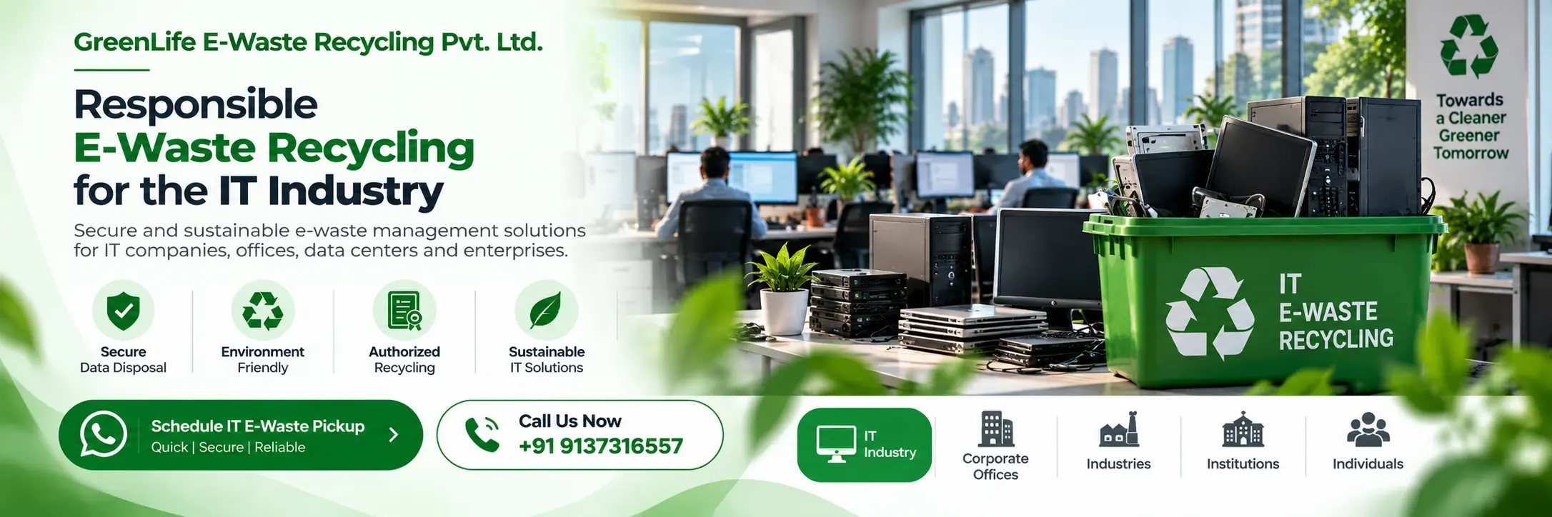 E-waste recycling for the IT industry including computers, laptops, servers, networking equipment and electronic assets